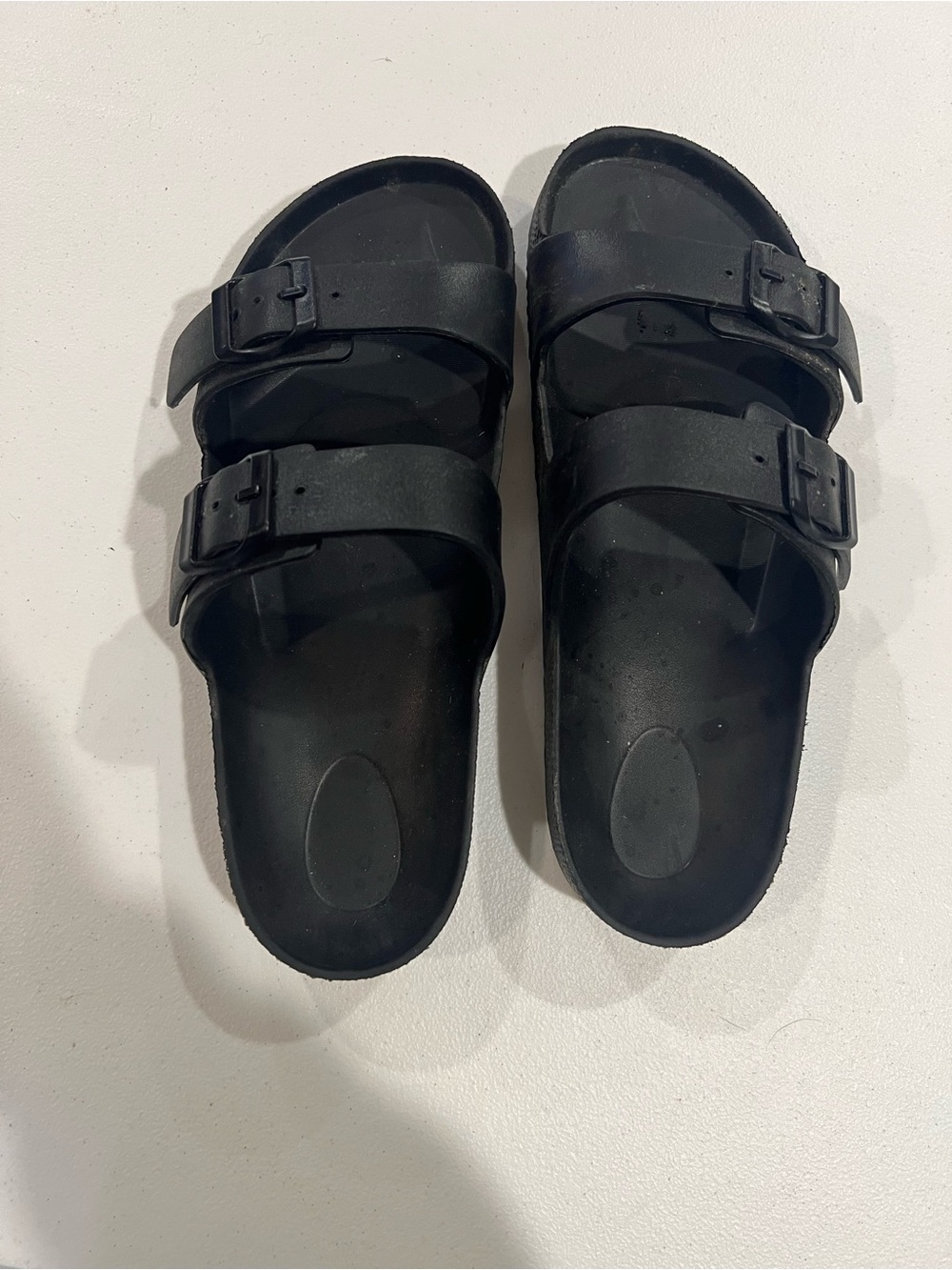 Women’s Double-Strap Black Slide Sandals